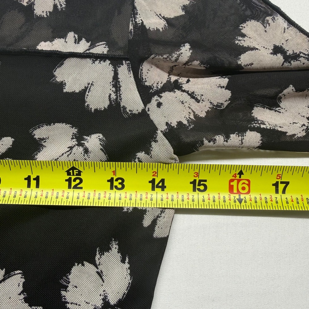 Sheer Mesh Floral Crop Top Long Sleeve Y2K Whimsigoth Grunge XS S - Picture 8 of 9